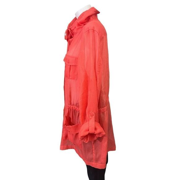 Chico’s Amelia Orange Sheer Button up Jacket Cover Up Lightweight sz 3 ( XL /16) - Picture 7 of 12